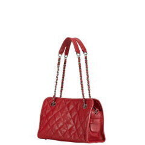 Chanel Matelasse Leather Mark Coco Shoulder Bag Red Chain Caviar